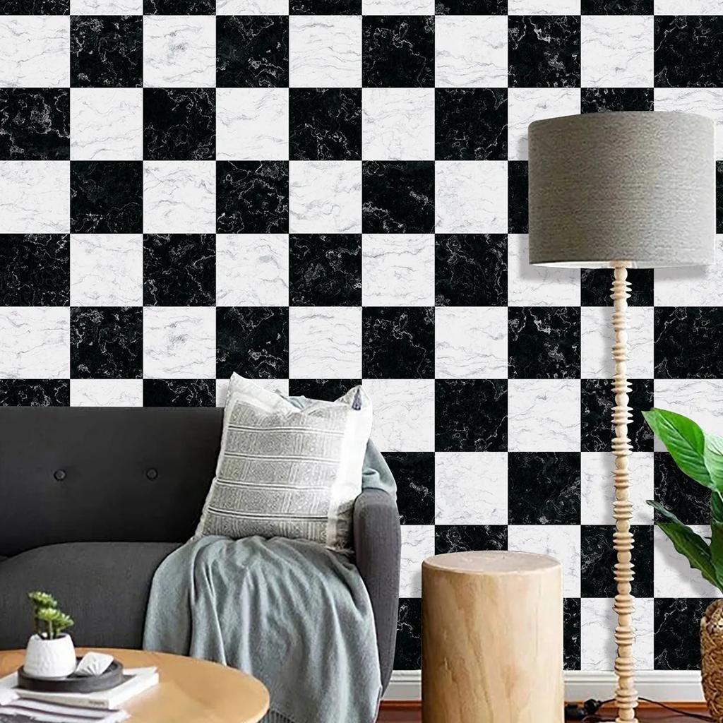 10PCS 30×30cm White Marble Floor Tile Waterproof Peel Stick Self Adhesive Removable Flooring for Kitchen Bathroom Living Room