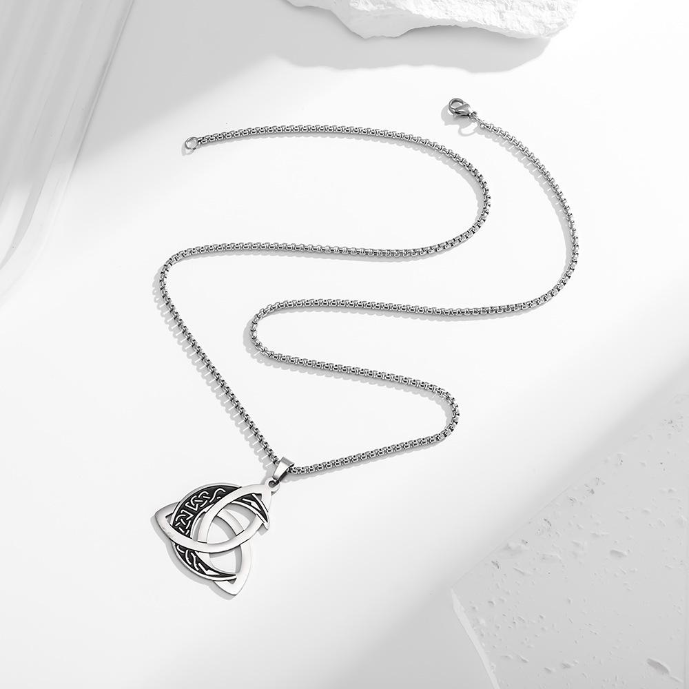 Triquetra Moon Phase Pendant Necklace - Celtic Knot, Titanium Steel, Vintage Style
