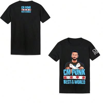 2025 Summer New Male And Female Wrestlers CM Punk Printed T-Shirt Street Casual Sports Breathable Top