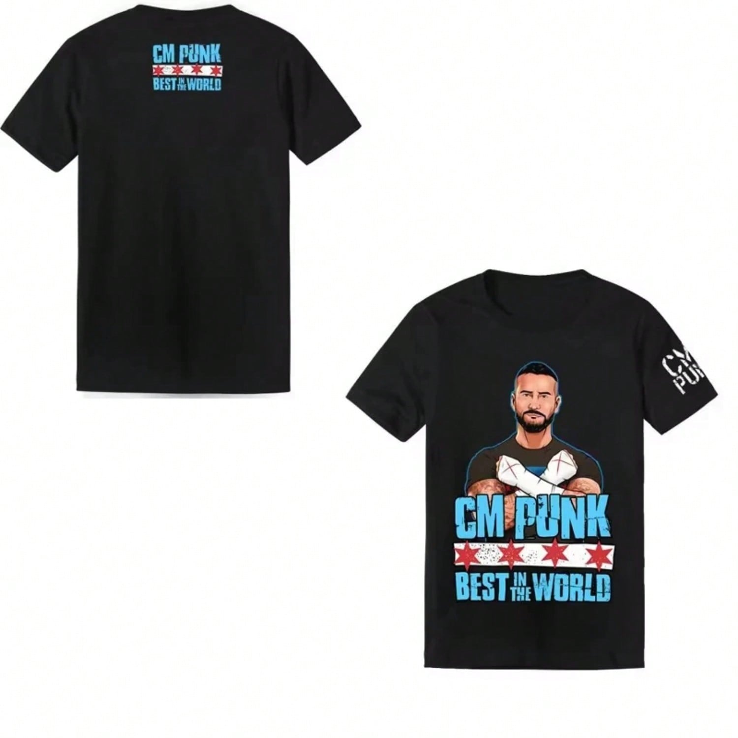 2025 Summer New Male And Female Wrestlers CM Punk Printed T-Shirt Street Casual Sports Breathable Top S разноцветный