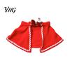 Pet Christmas Cape with Bow, Red Cloak for Small Medium Dogs & Cats, Dog Holiday Outfit White Wavy Trim, Festive Costume Apparel Pets