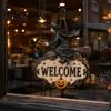 Creative Gift for Friends Halloween Wooden Welcome Sign, Spooky Skull Frog Crow Witch Door Hanger, Realistic Skeleton Sign 2D Wall Hanging Home Party