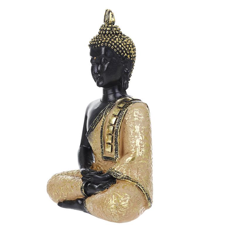 Thai Buddha Statue Handcrafted Golden Resin Sculpture for Home Temple Altar Meditation Decor & Buddhist Blessing Gift