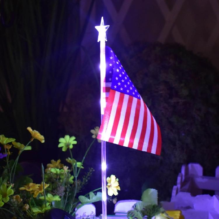 Solar American National Flag Led Light Indoor Outdoor Garden Yard Patio