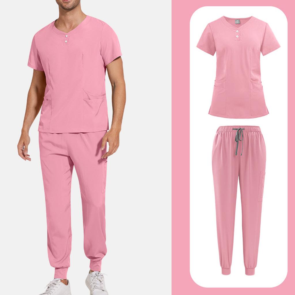 Mens' Comfortable And Casual Solid Color Short Sleeved Pants Protective Suit Set