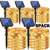 1 2 3 4 5Packs Solar Led Fairy Light Outdoor Christmas Lights 8Modes Copper Wire Lights Waterproof Garden Tree Patio Decor