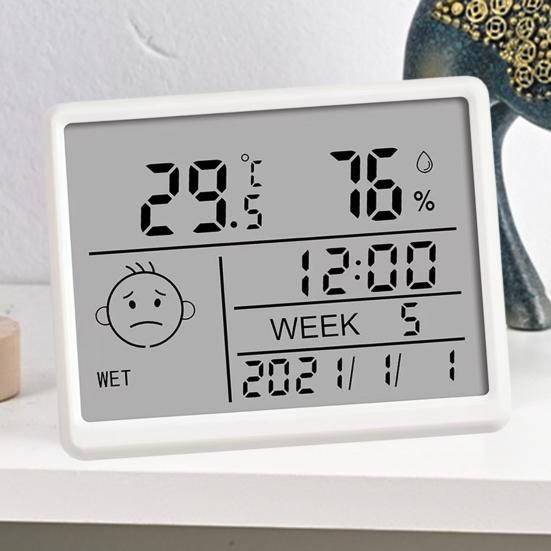 Magnetic Digital Clock with Humidity Thermometer LCD Display High Accuracy Thermo-Hygrometer Indoor Humidity Temperature Meter