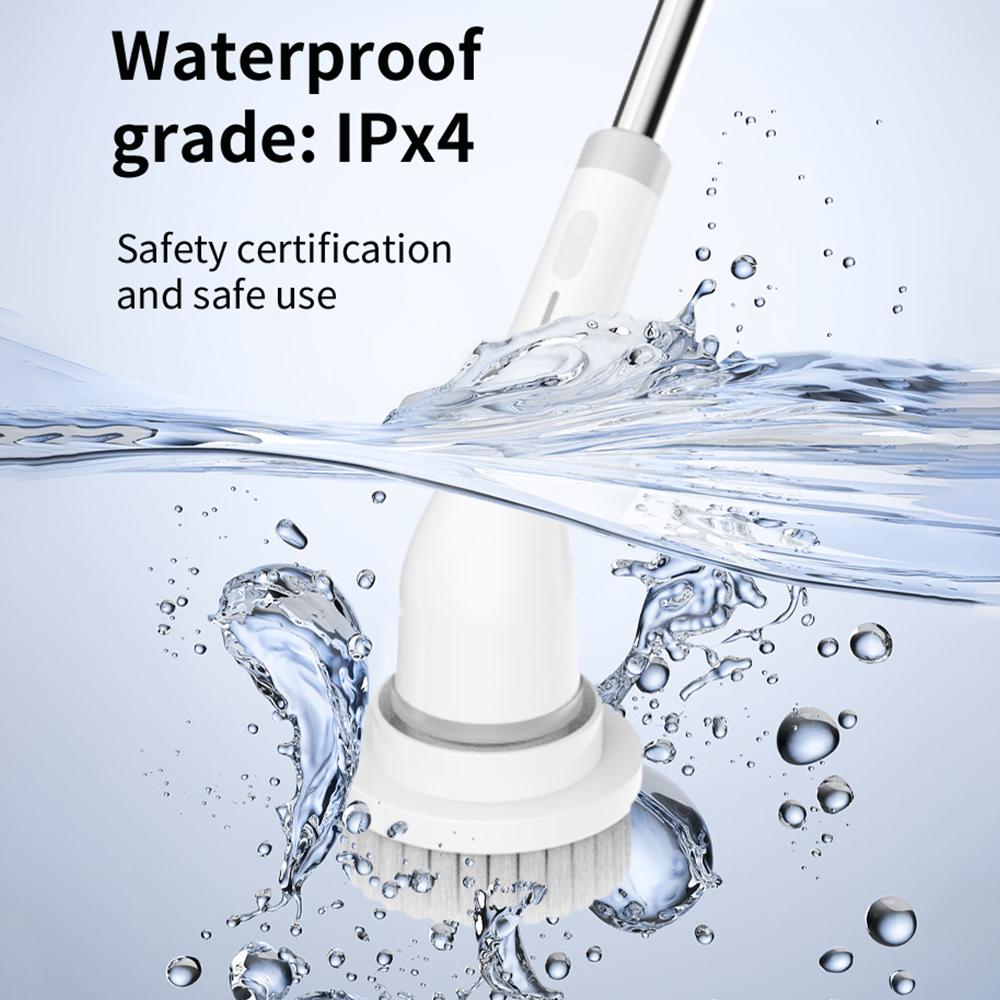 Kabelloser elektrischer Schleuderschrubber, 2-Gang-Power-Reinigungsbürstenschrubber mit 7 austauschbaren Bürsten