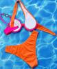 Women's Swimsuit Solid Color One Shoulder Cutout Sexy Bikini Two-piece Swimsuit Beachwear Bathing Suits