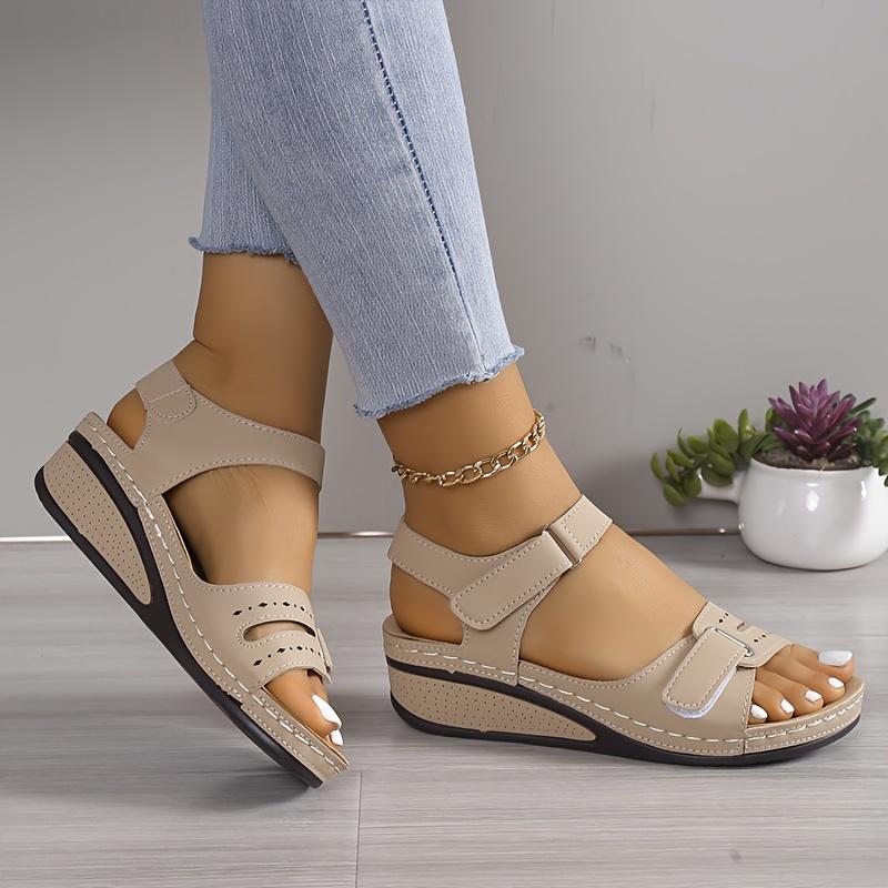 Fashionable Handmade Stitched Wear-resistant Sandals Comfortable and Breathable Slope Heel Women's Sandals Summer Sports Shoes