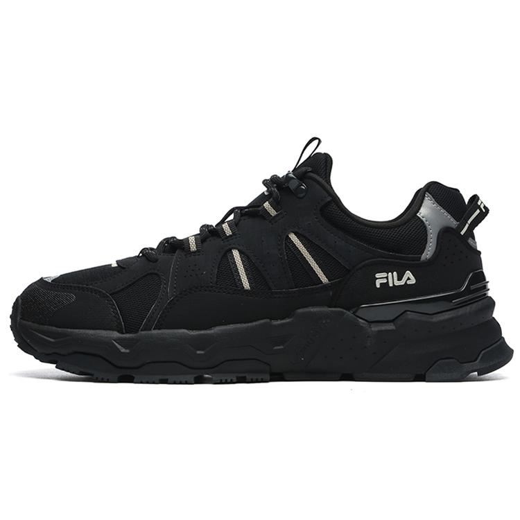 FILA Trek 1S Textile , Synthetic Leather Casual Height Increasing Low top Chunky Sneakers Men's Black Gray (Unisex) Chunky Sneakers