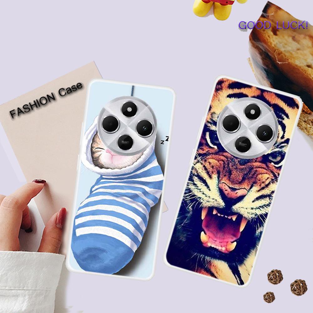 

TPU Case for Xiaomi Redmi 14C 4G/Redmi 14R 5G/Poco C75 4G Pattern Printing Anti Fall Phone Back Cover Socks and Cat