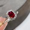 Red Zircon Adjustable Diamond-Studded Ring – Elegant and Simple Style for TikTok Live Jewelry.