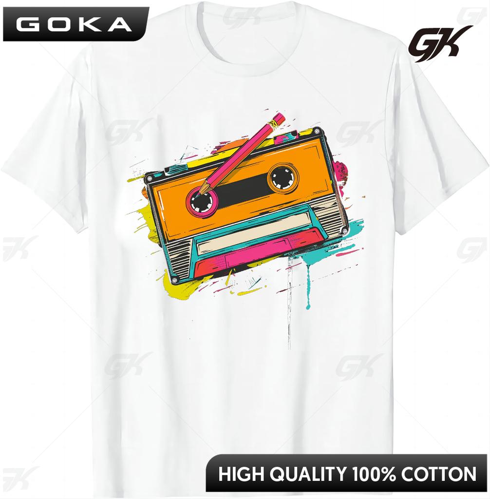 80s Cassette Tape Pencil 1980s Retro Vintage Throwback Music Comfortable TShirt Men Clothes Vintage T Shirt Camisetas