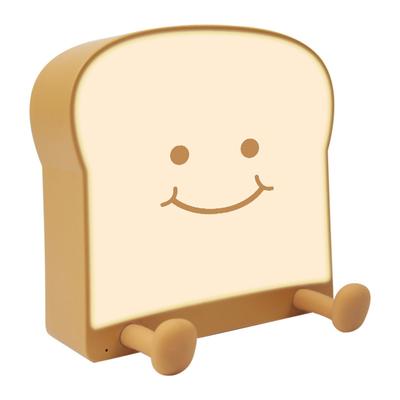 Cute Cartoon Night Light Toast Bread LED Night Lamp Rechargeable Portable Silicone Bedroom Bedside