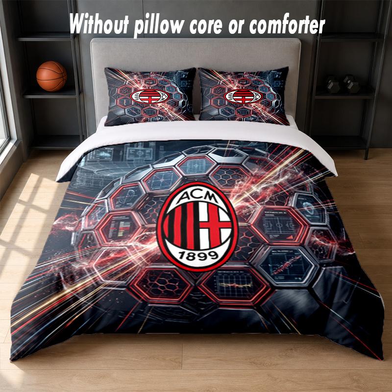 AC Milan Design Bed Bedding Set 1 Duvet Cover + 2 Pillowcases Soft Breathable Household Bed Linens