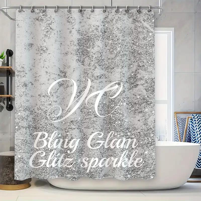 

Роскошная блестящая шторка для душа с серебристым глиттерным принтом, современный декор для ванной комнаты, защита приватности, водонепроницаемая ткань, простая установка 120x180cm