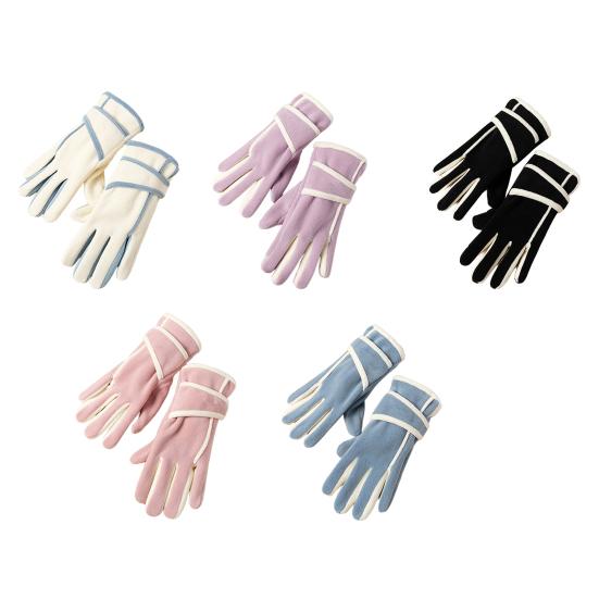 Fleece-Lined Riding Gloves Women Windproof Touch Screen Gloves Warm Autumn Winter Gloves with Adjustable Strap for Outdoor Hiking Daily Outings