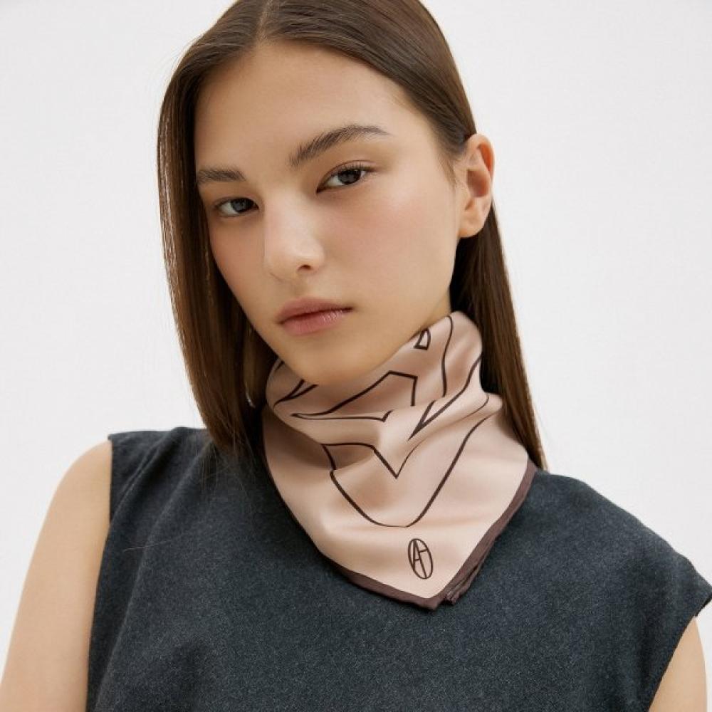 

Avvina Square Silk Scarf 50 Beige Brown Single option