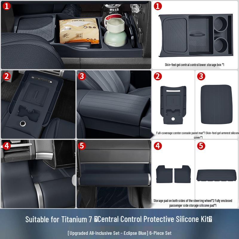 BYD Leopard 7 Silicone Center Console Storage Box with Partition Privacy Cover