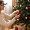 Hanging Festive Ornament 78.8 Inch Christmas Pom Garland, Red Green White 20/30 Pompom Wall Window Balls Garland Ornaments for Xmas Tree, Fireplace,