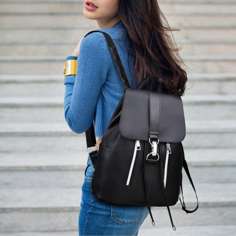 Cooljacket Keepreal Damen-Rucksack im Preppy-Stil, wasserdicht, mit Metallring-Reißverschluss