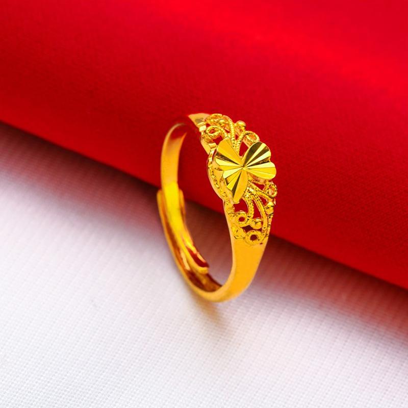 Gold Plated Women'S Open Adjustable Ring Lucky Transfer Flower Finger Ring For Women Wedding Bride Jewelry Accessories
