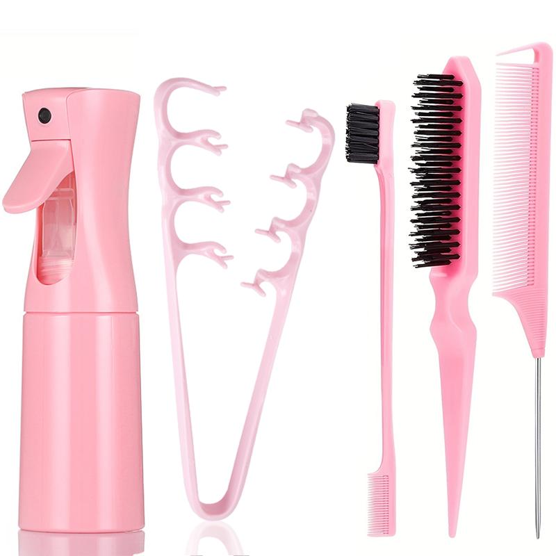 5pcs/set Volumizing Wide-Tooth Styling Comb Edge Control Brush Rat Tail Teasing Brush Fluffy Texture Spray Styling Tools Salon