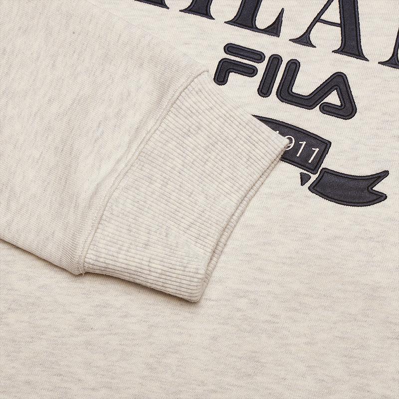 Fila Milano Series Simple Fashion Knit Pullover Round Neck Sweatshirt Men Sweatshirt Light-Khaki Flower-Gray F11M515201FLK