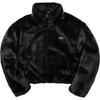 Solid Color Logo Embroidered Fleece Zip-Up Pilot Jacket Women Jackets Black DV5139-010