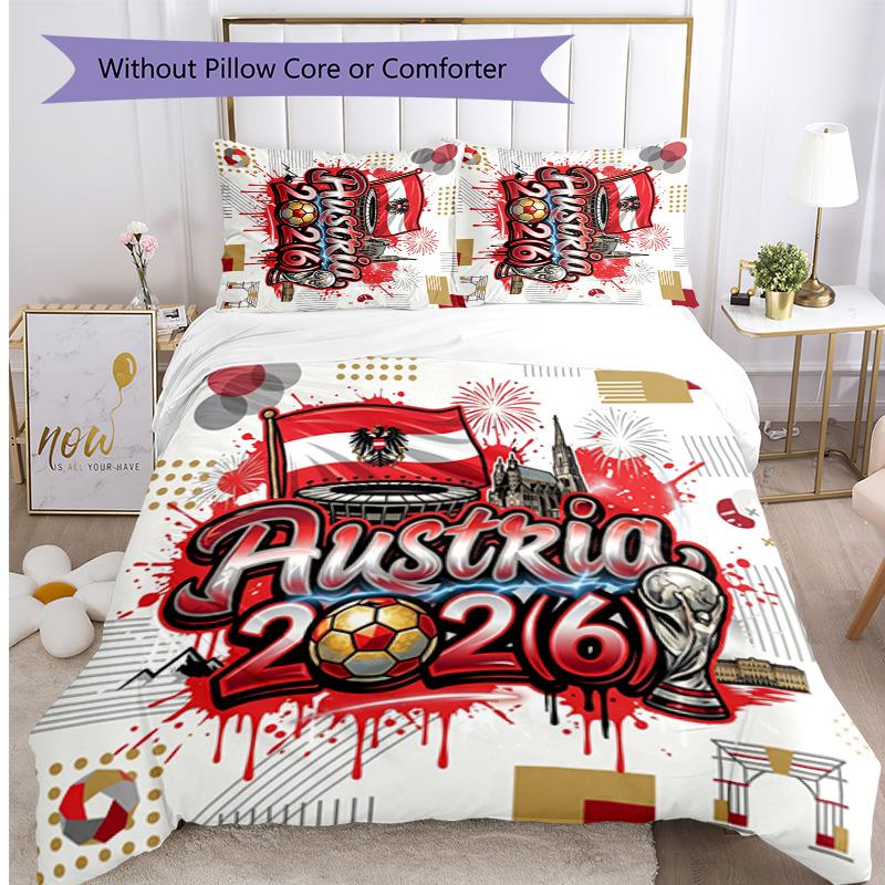Set Lenzuola Stampate Caldo e Traspirante 3 Pezzi con Motivo Calcio Austriaco come Regalo per Inaugurazione Casa o Festività
