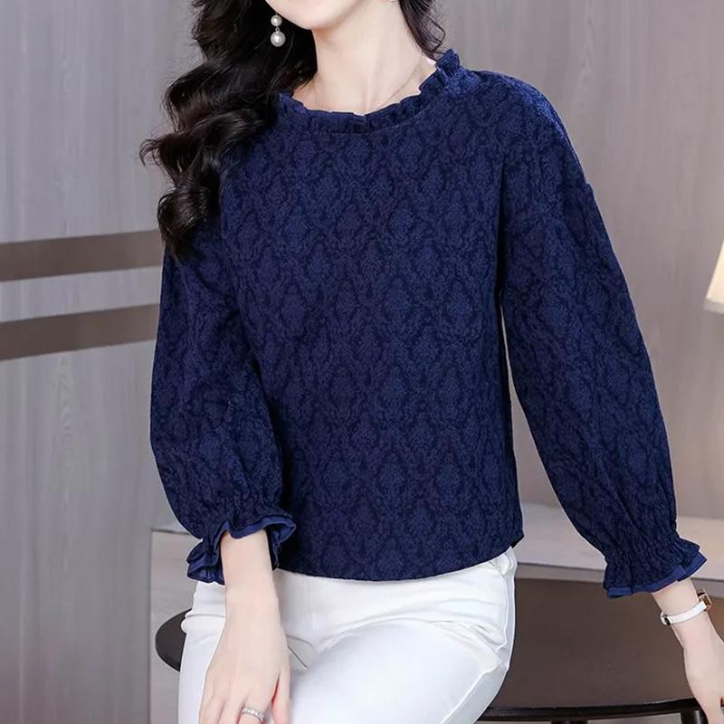 Shirts for Women Autumn Winter Thickened Pullover Warm Round-veck Stretchy Long Sleeve Oversize Jumper Tops