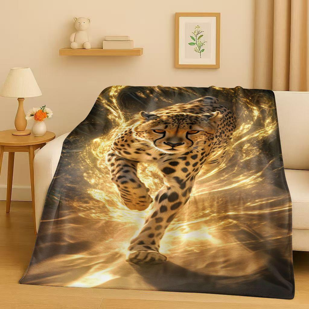 3D Cheetah Leopard Beast Flannel Blanket,Ultra Soft Warm Plush Throw for Home Bedroom Bed Sofa Cover Office Travel Camping Gift