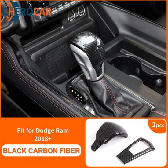 2x Carbon Fiber Inner Center Gear Shift Knob Cover Trim for Ram TRX 2018-2024 US