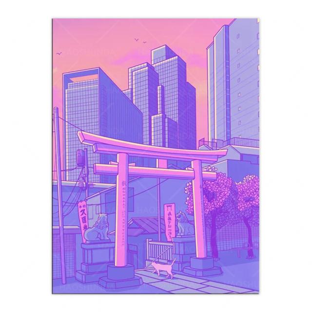 

Настенный художественный постер Фиолетовый Строит Вид Город Модульные Картины HD Печатный Мультфильм Картина на Холсте Домашнее Украшение Гостиная Без Рамки 21*30cm