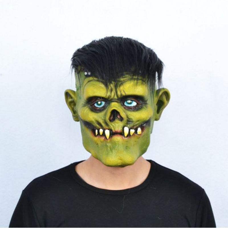 

Halloween Ghost Face Latex Mask Haunted House Horror Scary Prank Funny Performance Prop Green Face Zombie Green Giant