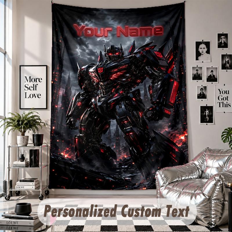 Wall Hanging Tapestry With Custom Name & Text, Transformers Decorative Tapestry For Bedroom