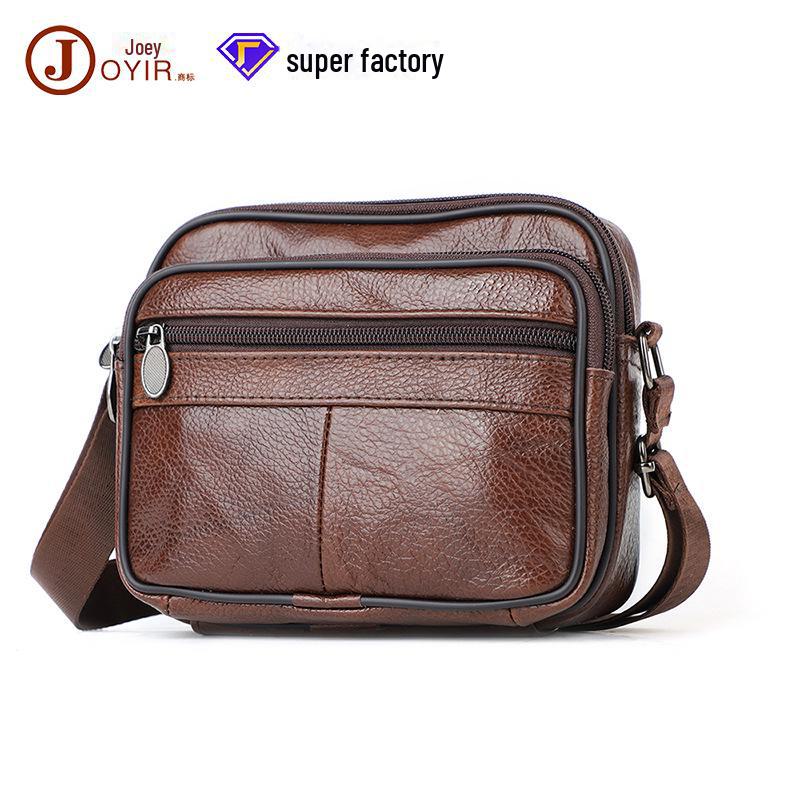 Men's Genuine Leather Messenger Bag - Casual Fashion, First Layer Cowhide, Small Shoulder Bag for Business and Travel.