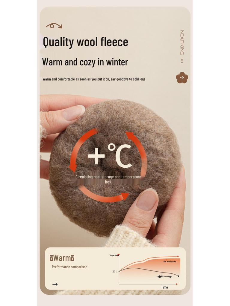 Women's Wool Over-the-Knee Fleece-Lined White Socks - Imitation Cashmere Long, Maternity Plus Size, Thick, Warm, Autumn & Winter Style