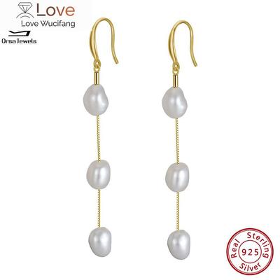 Χειροποίητα Σκουλαρίκια Κρεμαστά από Ασήμι 925 Στερλίνας Με Ακανόνιστες Φυσικές Μαργαριτάρια Μπαρόκ Για Γυναικεία Κοσμήματα Gpe12