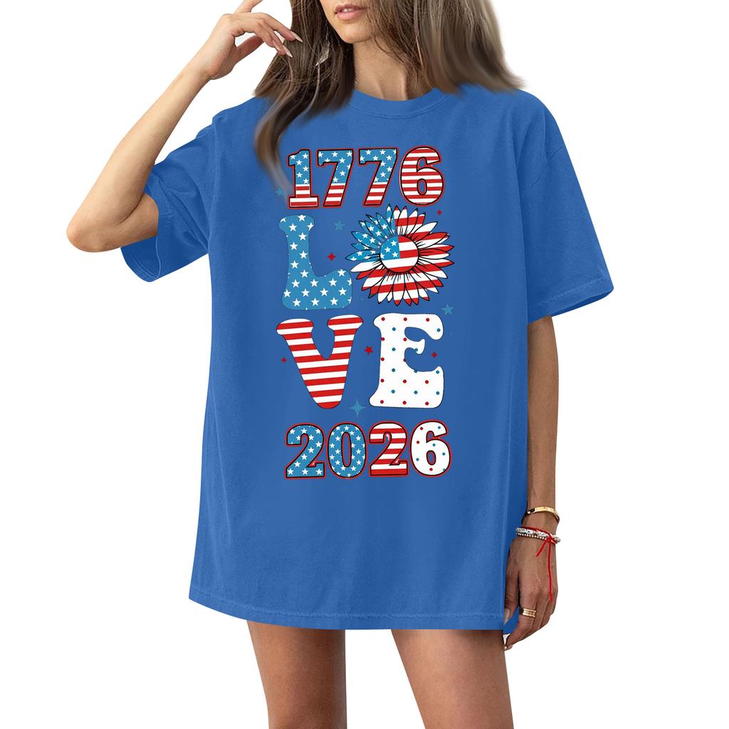 Women's Round Neck Printed Short-sleeved T-shirt Top