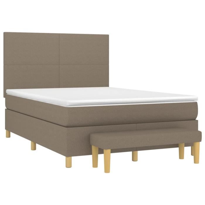 3136993 vidaXL Divan Bed with Mattress Taupe 140x190 Cm Fabric