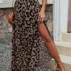 Leopard Print High-Waisted Slit Skirt