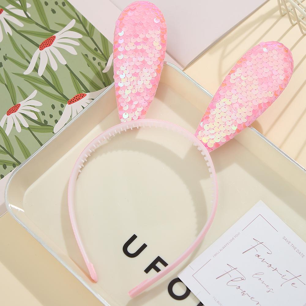 Rabbit Ears Headband Glitter Sequin rabbit Hairbands Shiny Headband Hair Metal Hoop Hair Party Decoration