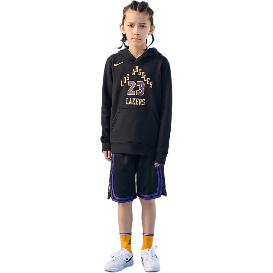 Nike X NBA Hoodie Los Angeles Lakers James 23 City Edition Casual Comfortable Kids Hoodies Black Purple 3Z2B7HDL5-LAK23