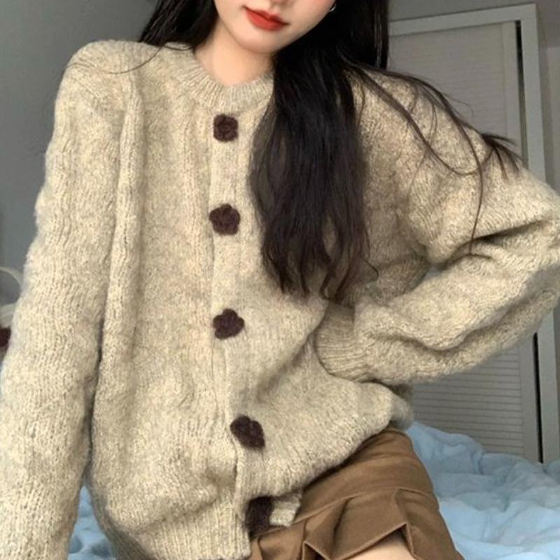 Top Lazy Style Vintage Sweater Women's Autumn Winter Thickened High-end Knitted Cardigan Coat