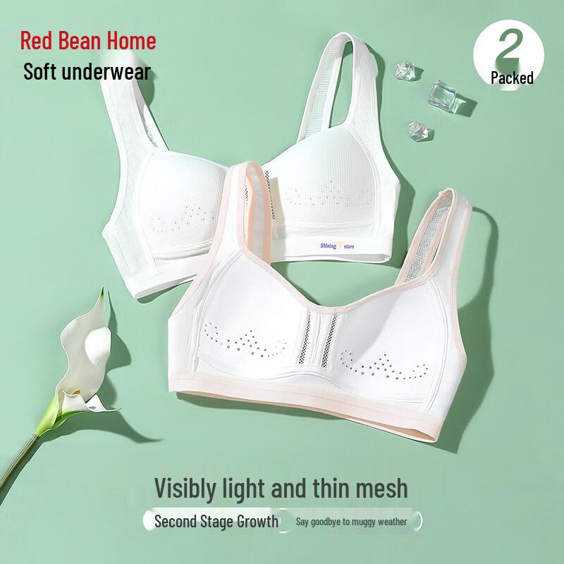 Hodohome Girls Wire-Free Mesh Developmental Bra (2-Pack) A85