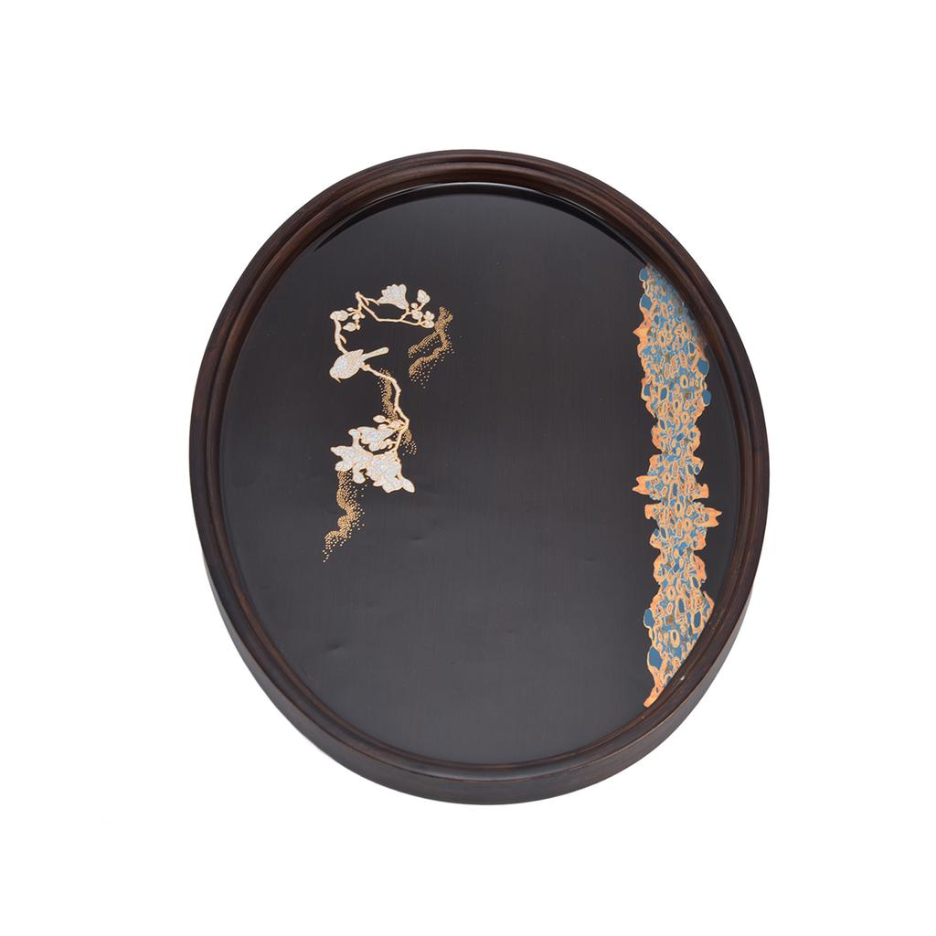 Bamboo Tea Tray Japanese Simple Novel Beautiful Resin Walnut Tea Tray for Home UseOval S