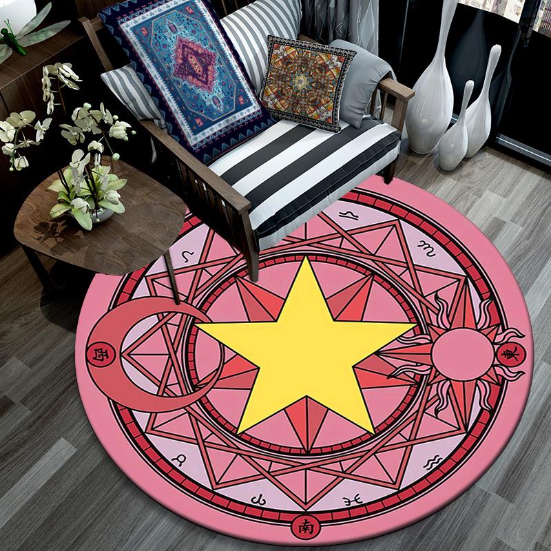 Cartoon Print Round Area Rug,Carpet Rug for Living Room Bedroom Sofa Playroom Decor,Non-slip Floor Mat