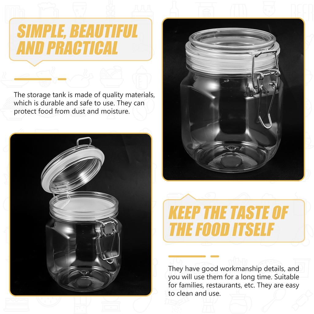 2Pcs Clear Airtight Honey Bottles Plastic Jam Jars Caviar Storage Jar Transparent Reusable Sealed Container Lightweight
